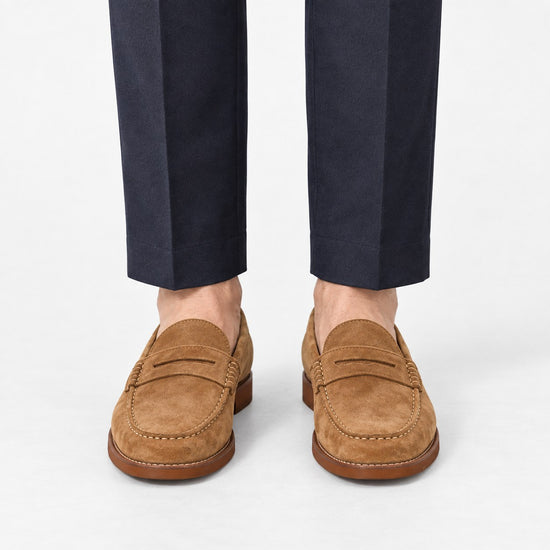 Leather penny loafers with contrast soles