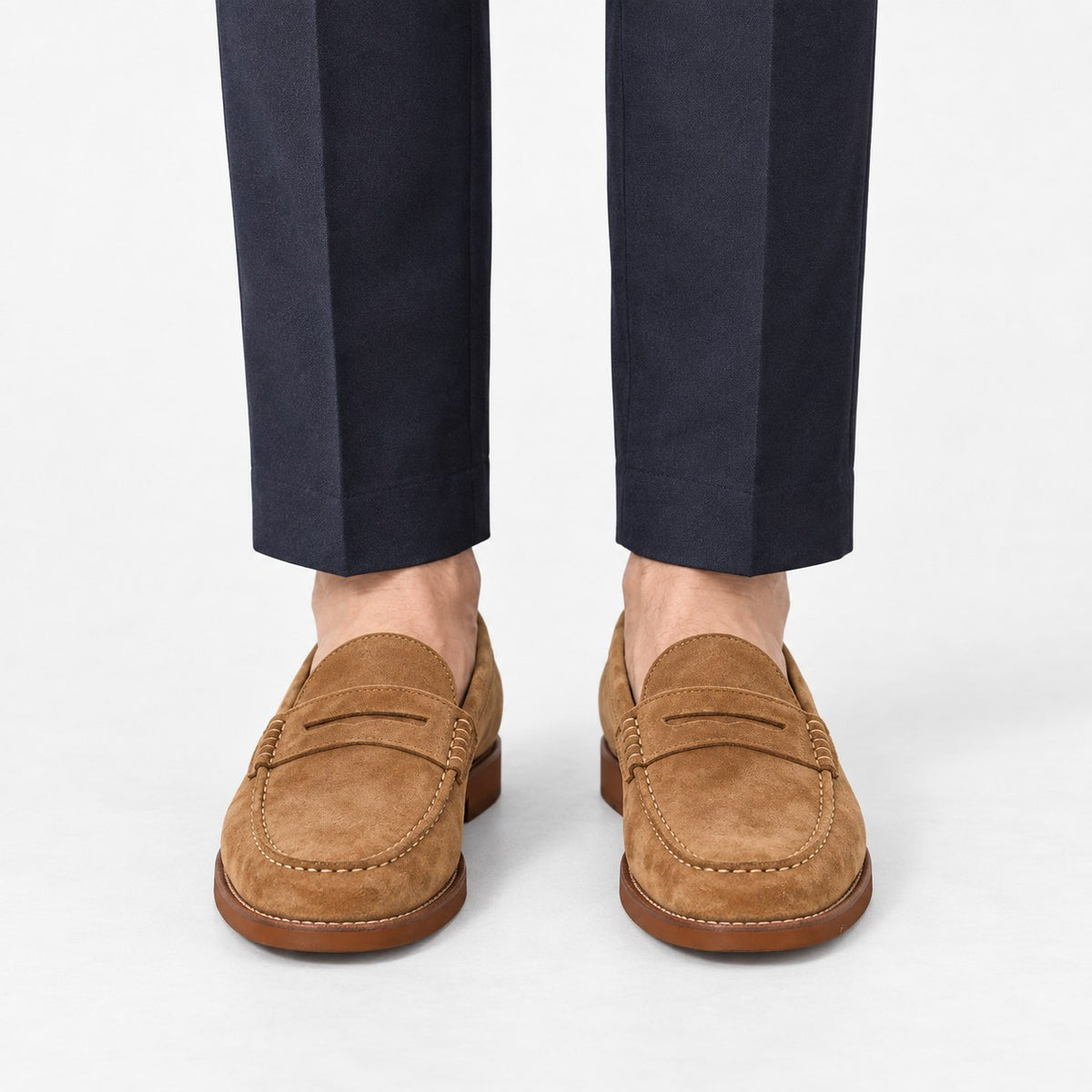Leather penny loafers with contrast soles