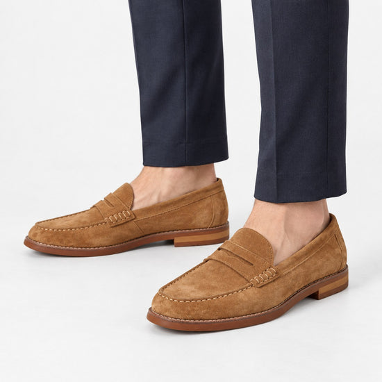 Leather penny loafers with contrast soles
