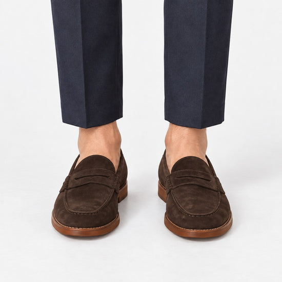 Leather penny loafers with contrast soles