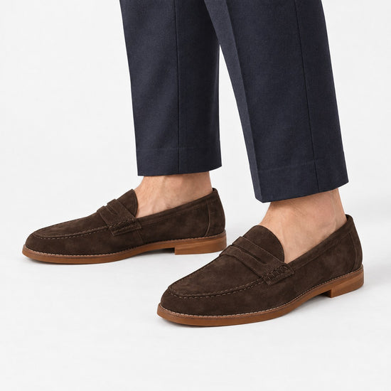 Leather penny loafers with contrast soles