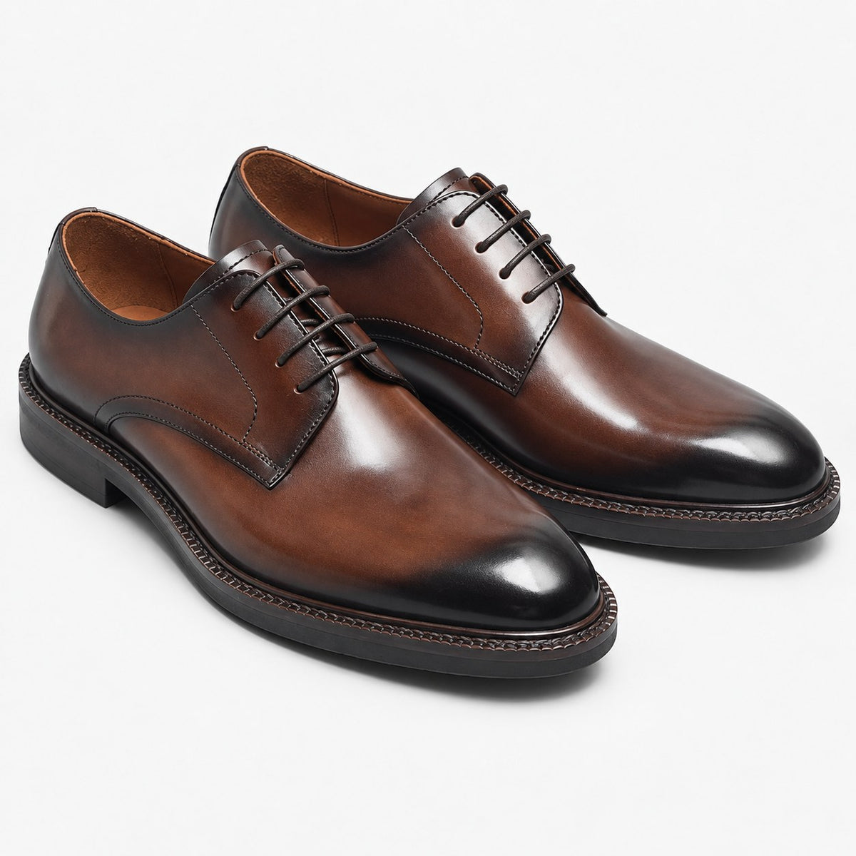 Leather plain toe derby shoes