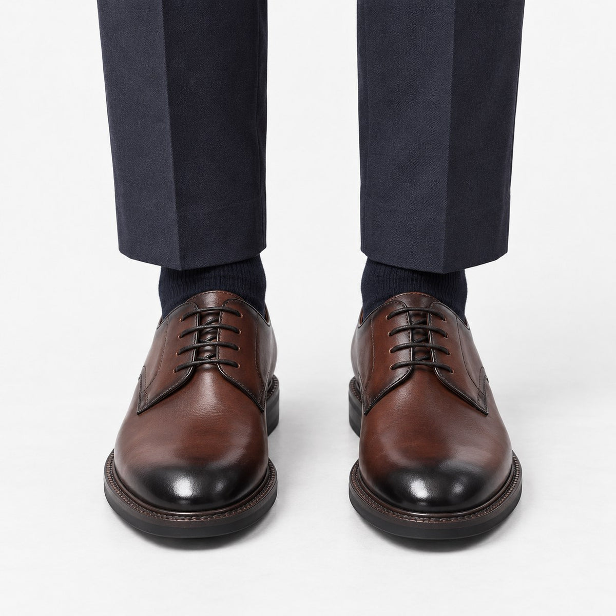 Leather plain toe derby shoes