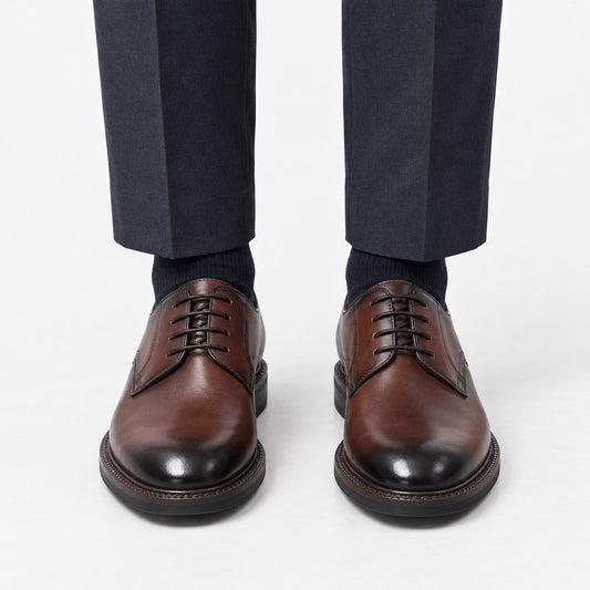 Leather plain toe derby shoes