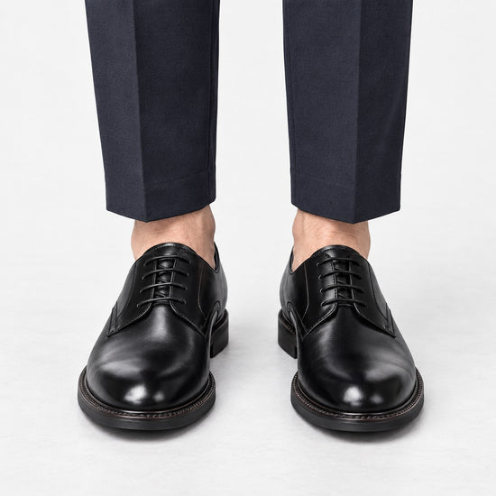 Leather plain toe derby shoes