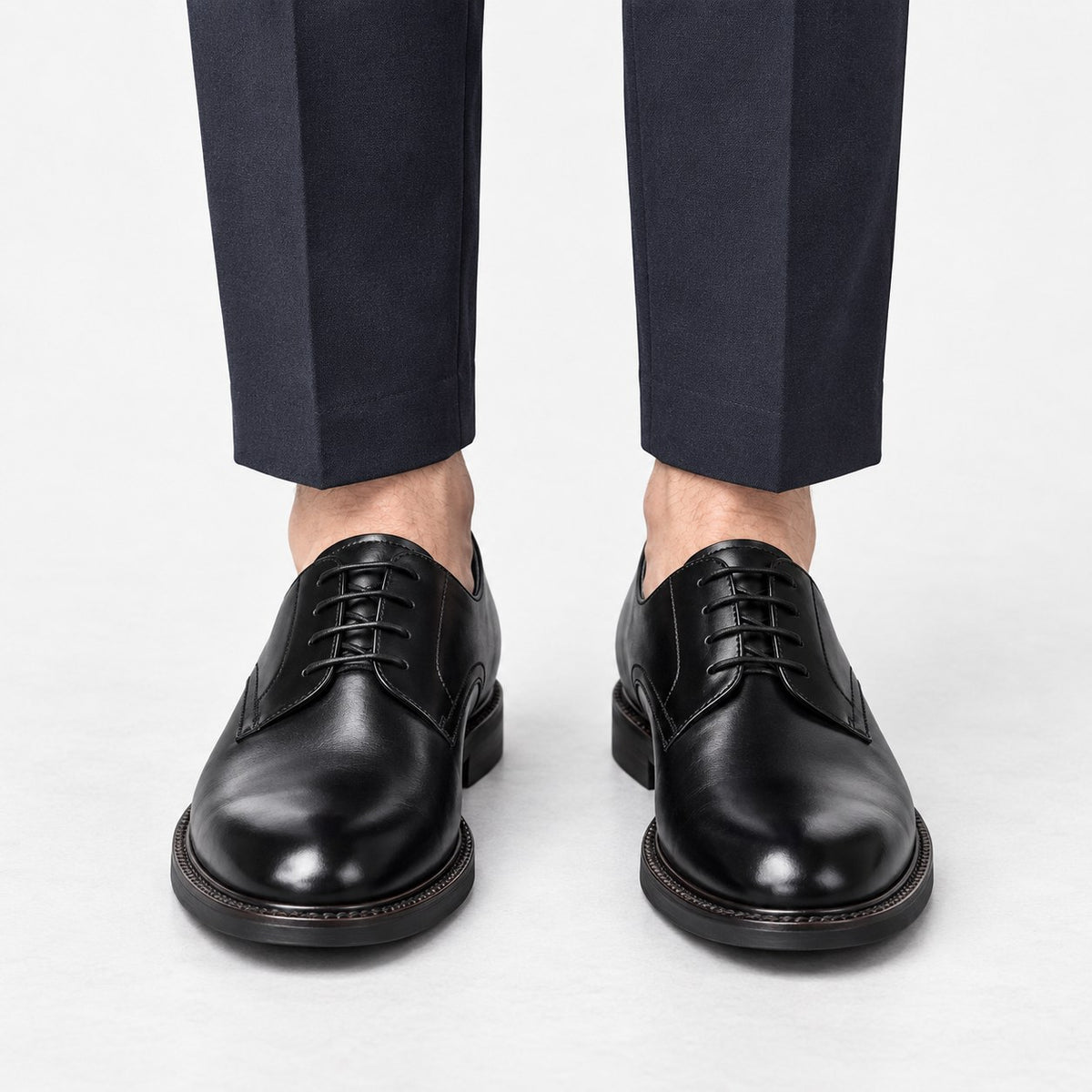 Leather plain toe derby shoes