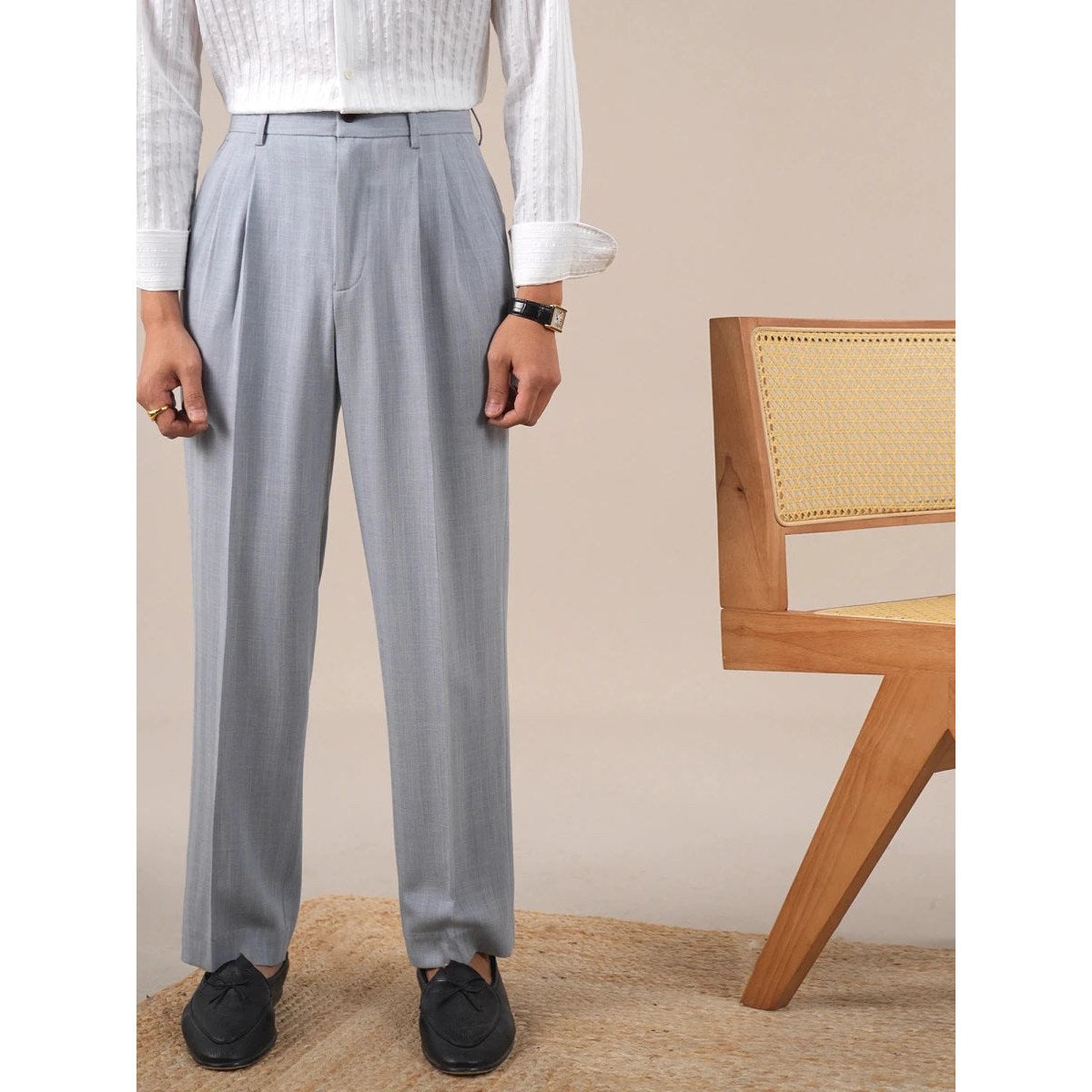 Leo double pleated business trousers straight fit