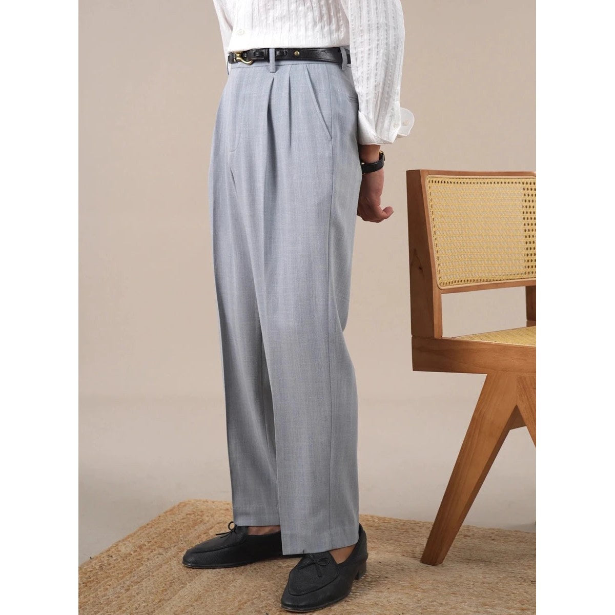 Leo double pleated business trousers straight fit