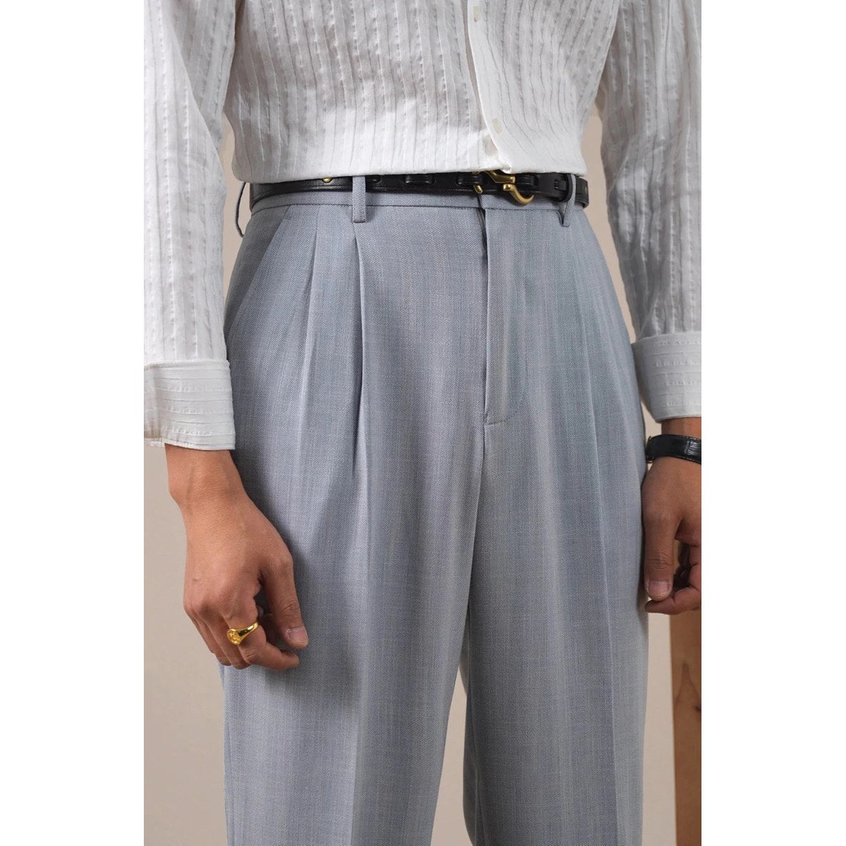 Leo double pleated business trousers straight fit