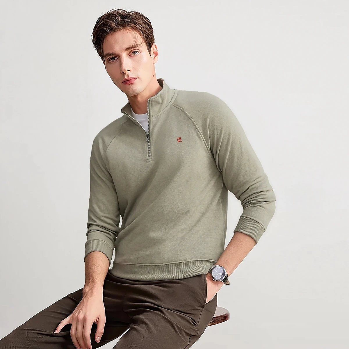 Leo half-zipper sweater design
