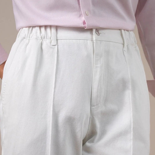 Leo high-waisted white pants