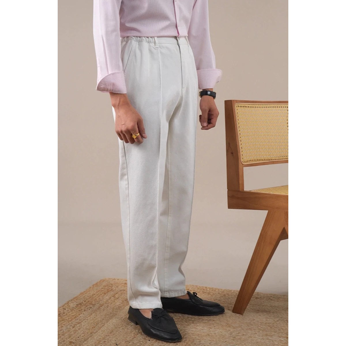 Leo high-waisted white pants