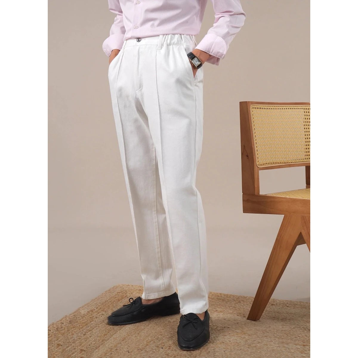 Leo high-waisted white pants
