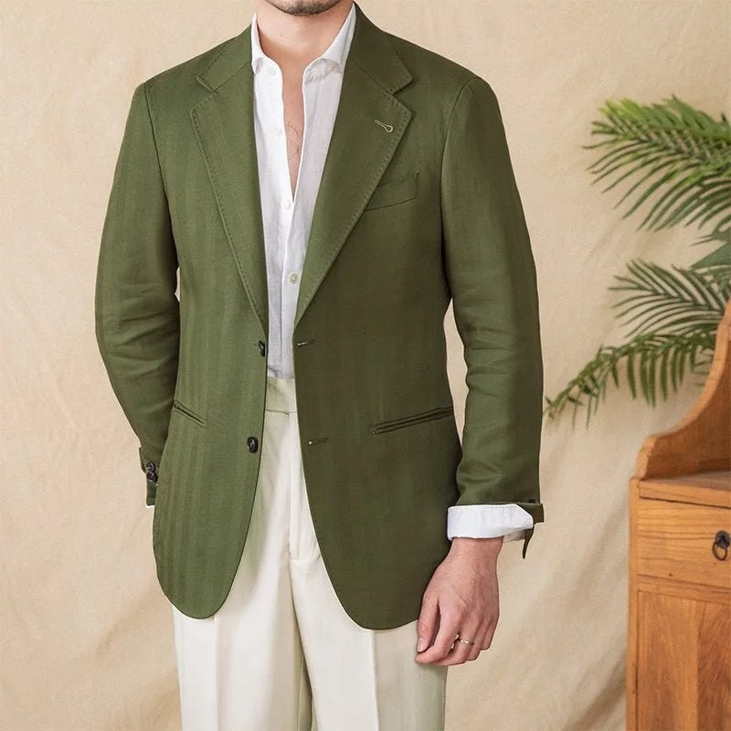 Leo linen cotton blend casual suit jacket