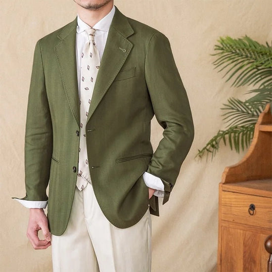 Leo linen cotton blend casual suit jacket