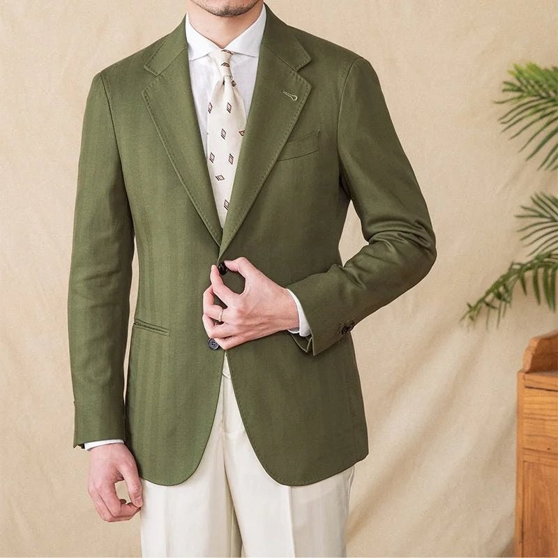 Leo linen cotton blend casual suit jacket