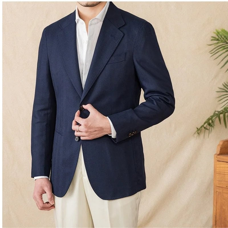 Leo linen cotton blend casual suit jacket