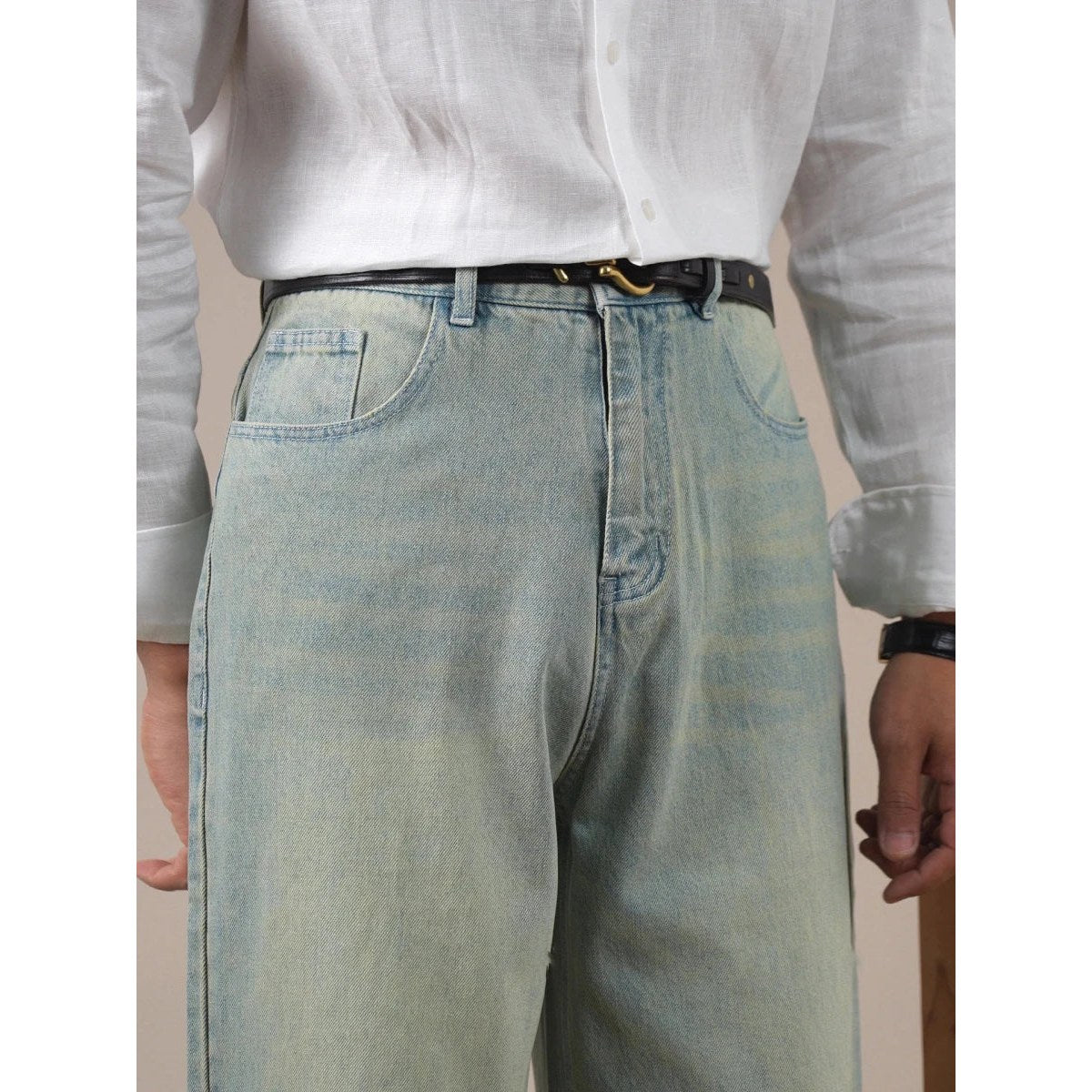 Leo loose wide-leg high-waisted trousers