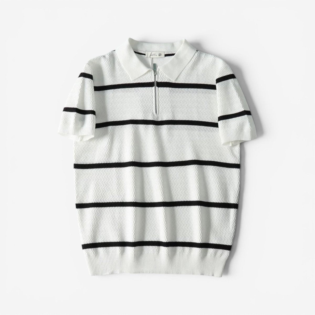 Leo striped zip polo shirt