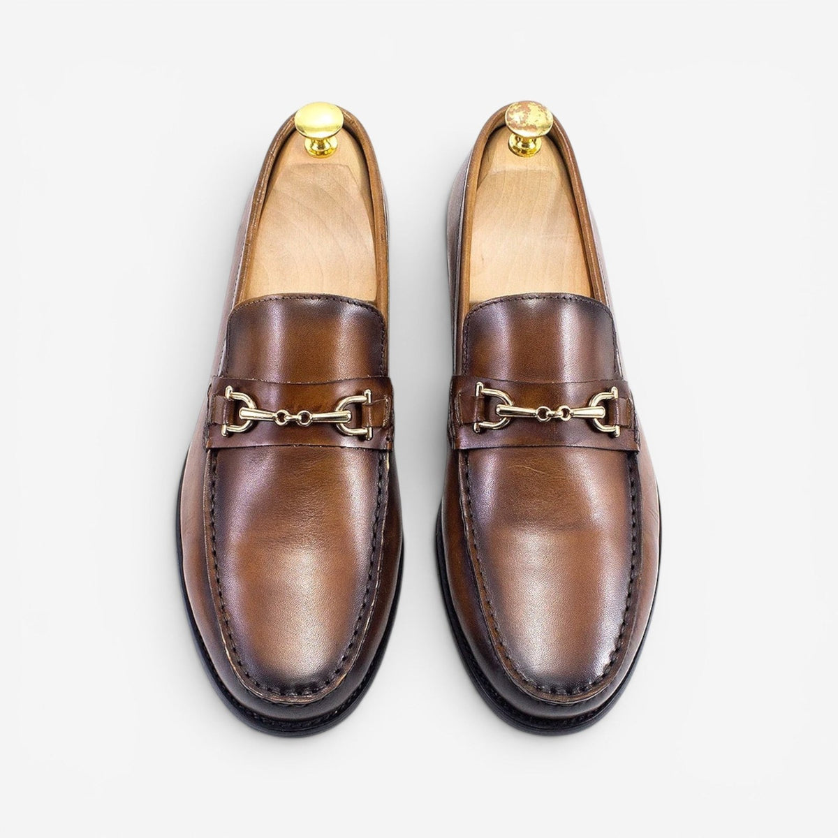 Leonardo classic italian loafers with chain