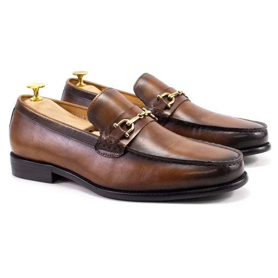 Leonardo classic italian loafers with chain