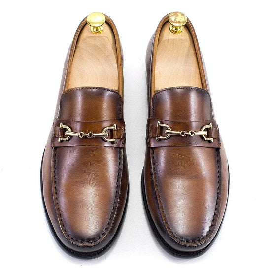 Leonardo classic italian loafers with chain