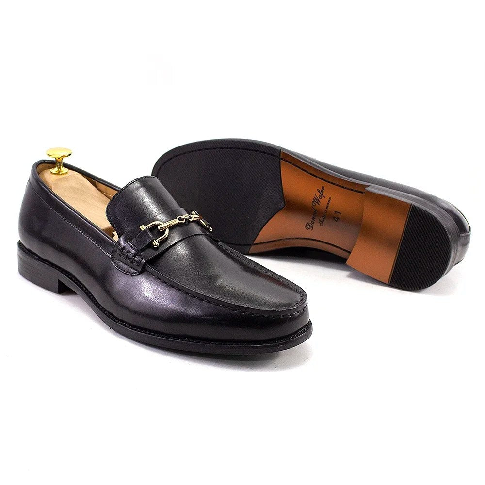 Leonardo classic italian loafers with chain