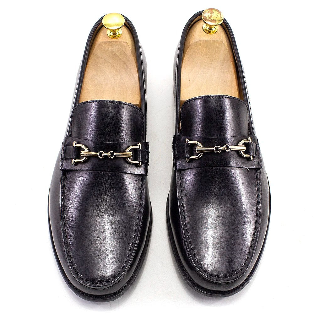 Leonardo classic italian loafers with chain