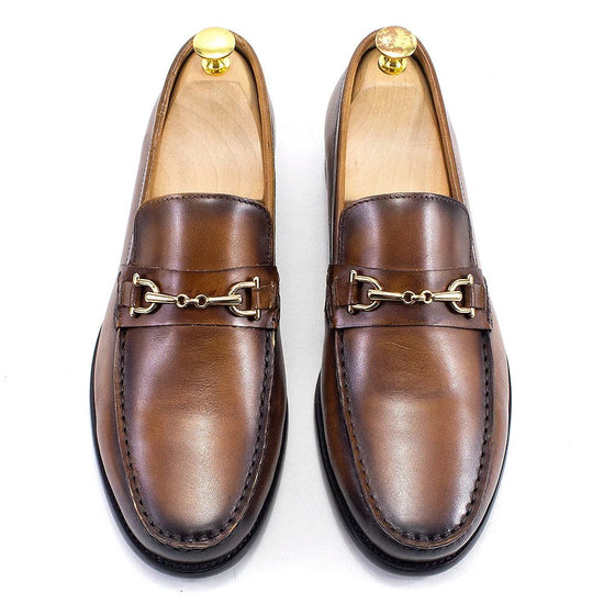 Leonardo classic italian loafers with chain