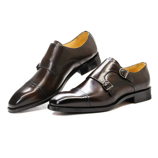 Leonardo double buckle leather shoes