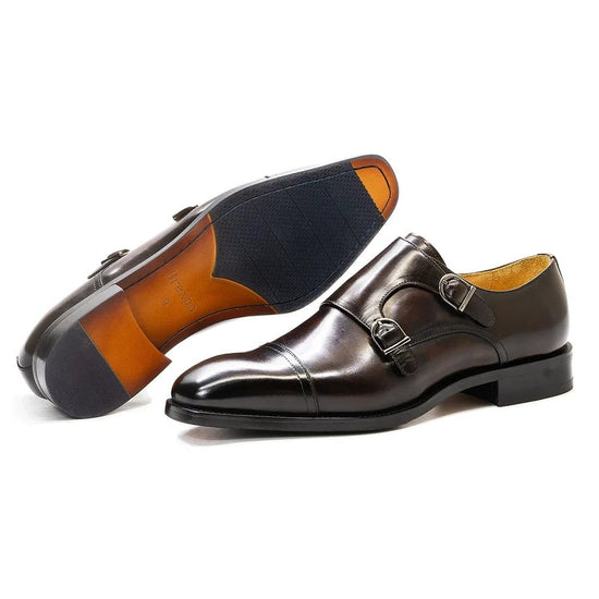 Leonardo double buckle leather shoes