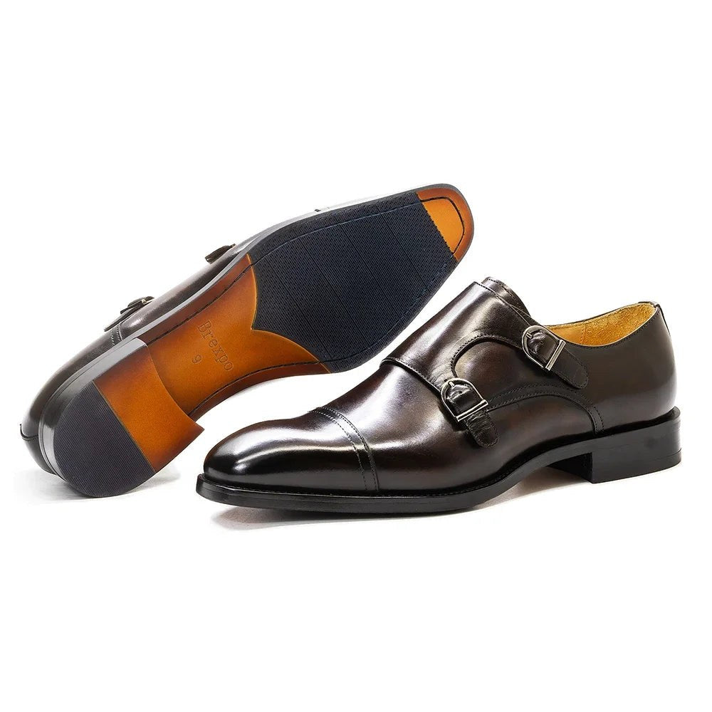Leonardo double buckle leather shoes