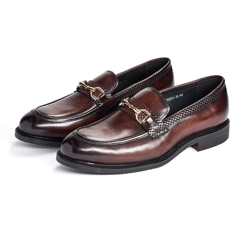 Leonardo metal buckles business loafers