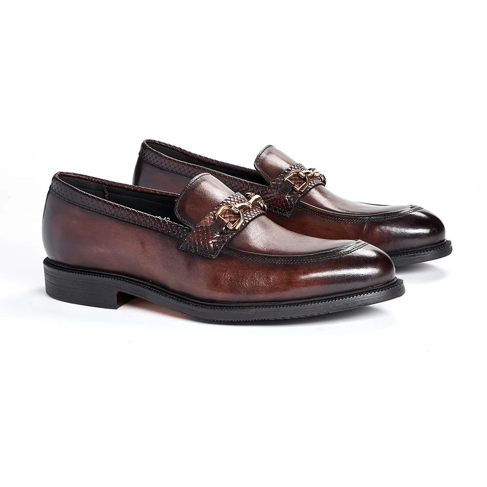 Leonardo metal buckles business loafers