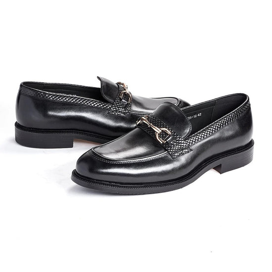 Leonardo metal buckles business loafers