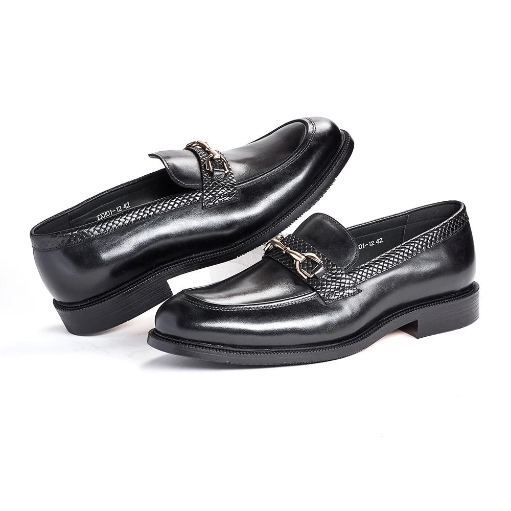 Leonardo metal buckles business loafers