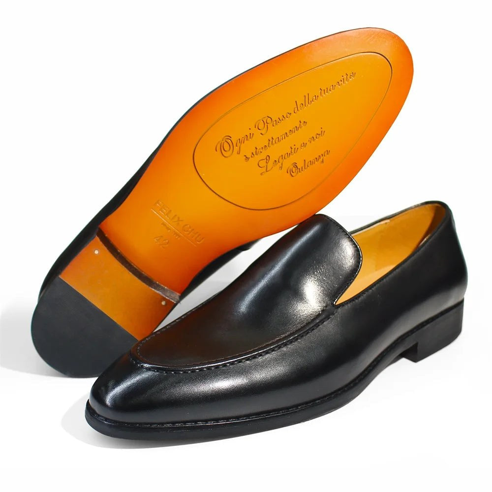 Leonardo pointed toe leather loafers
