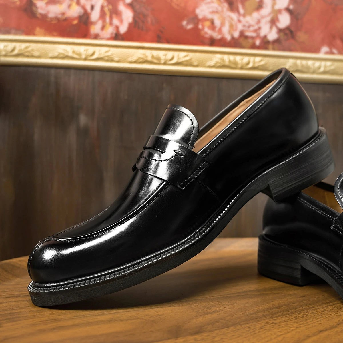 Leonardo shiny genuine leather loafers
