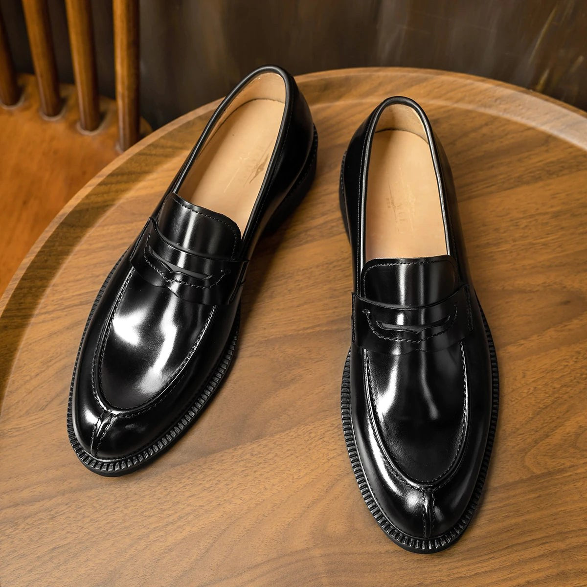 Leonardo shiny genuine leather loafers
