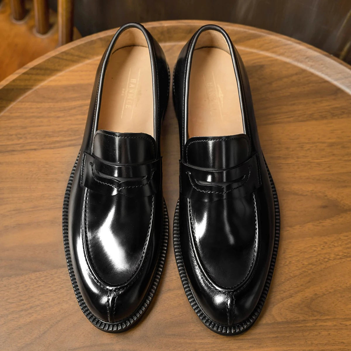 Leonardo shiny genuine leather loafers