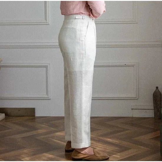 Lightweight italian high-waist trousers