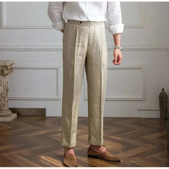 Lightweight italian high-waist trousers