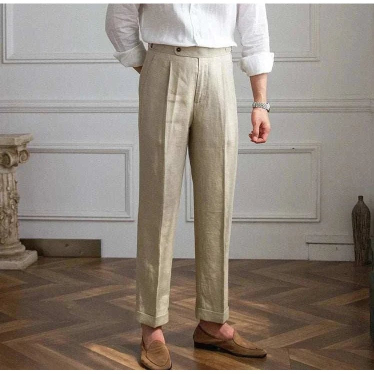 Lightweight italian high-waist trousers