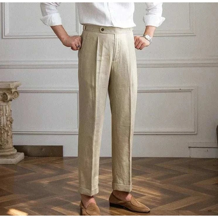 Lightweight italian high-waist trousers