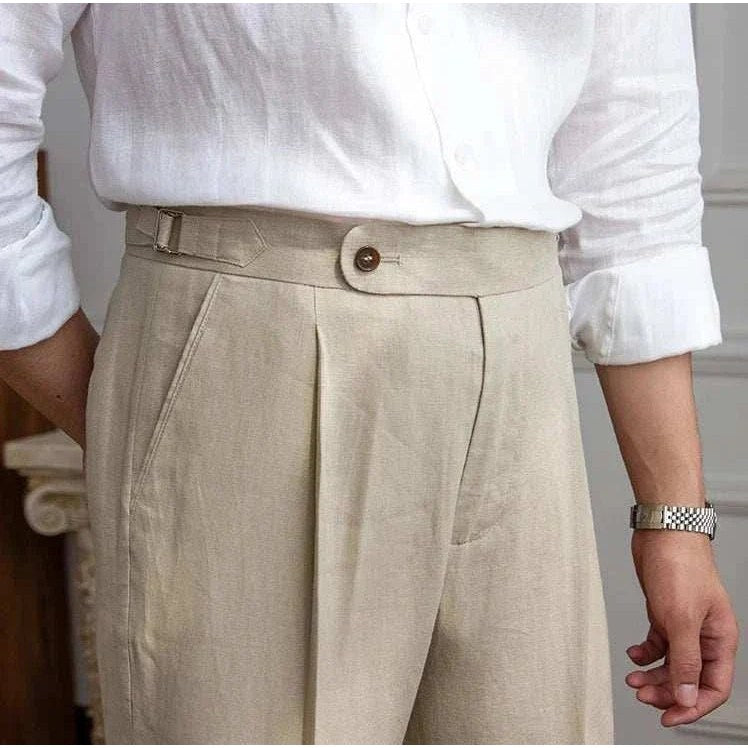 Lightweight italian high-waist trousers