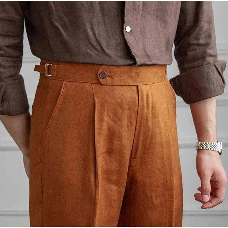 Lightweight italian high-waist trousers