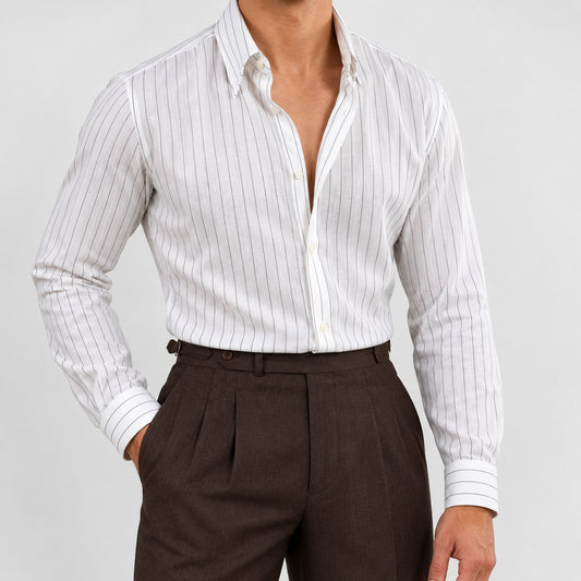 Linen blend pinstripe shirt