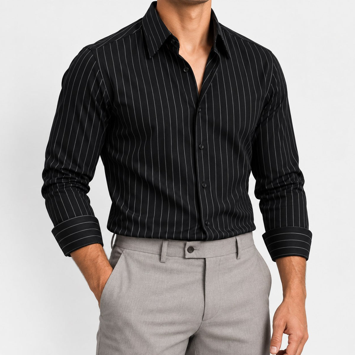 Linen blend pinstripe shirt
