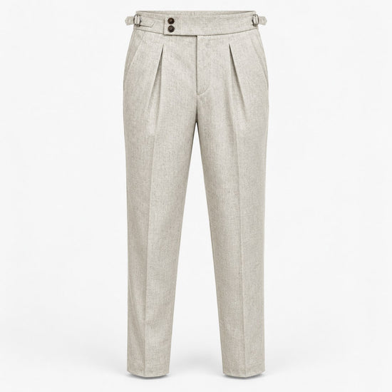 Linen blend pleated trousers