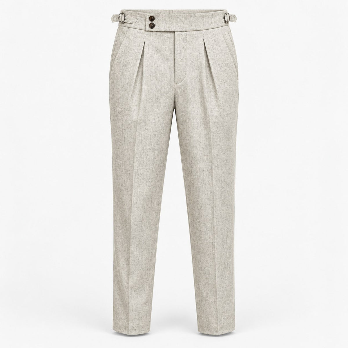Linen blend pleated trousers